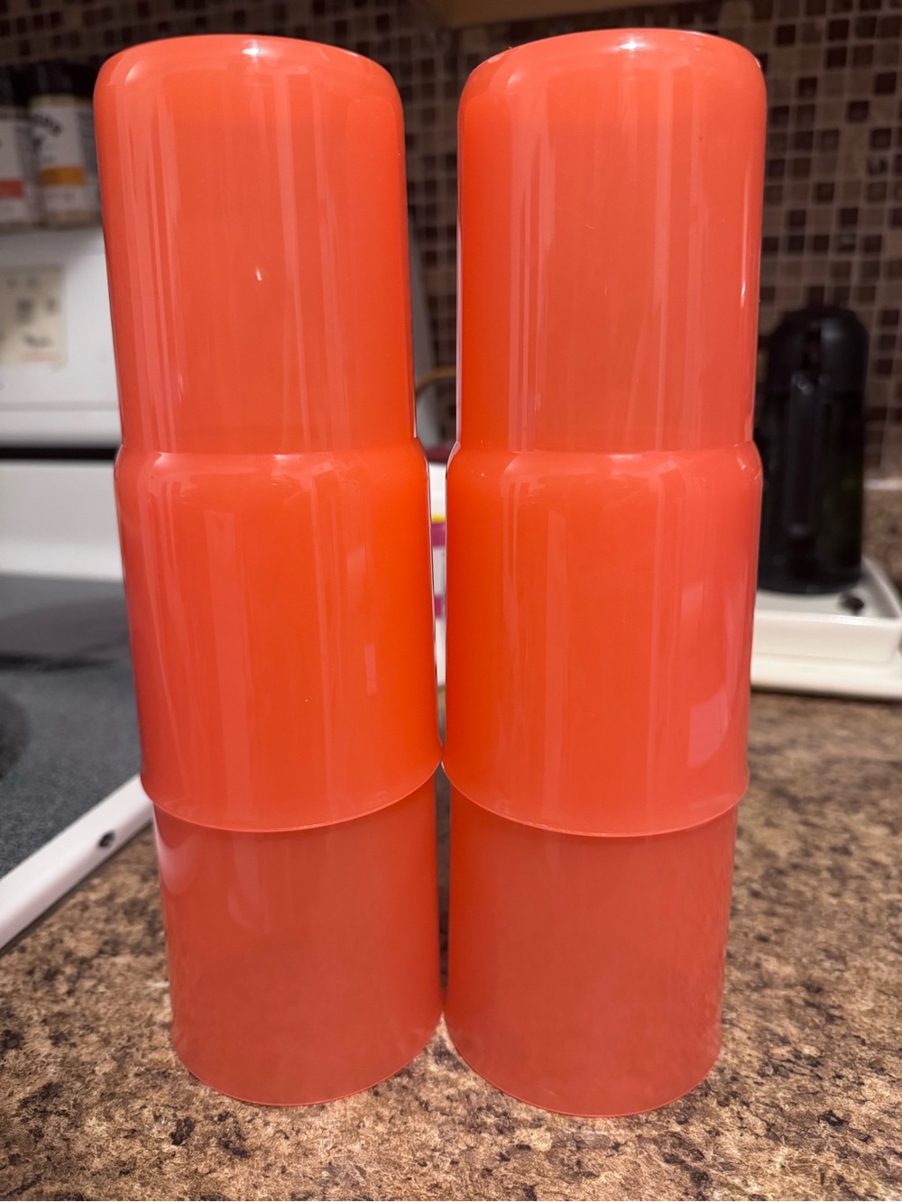 Tupperware Coral-Red Stackable Plastic Tumblers - Set of 4
